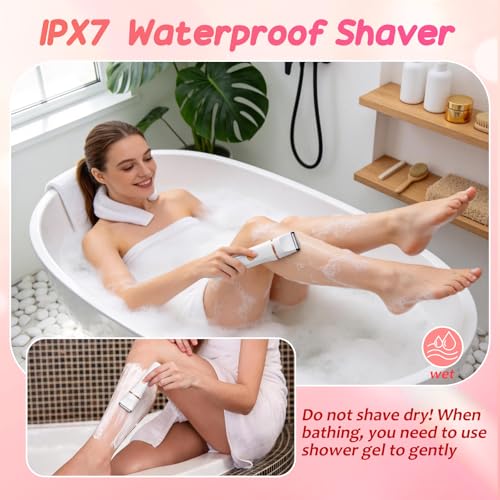 Afeitadora para mujer 5 en 1 con maquinilla eléctrica recargable e impermeable IPX7 3