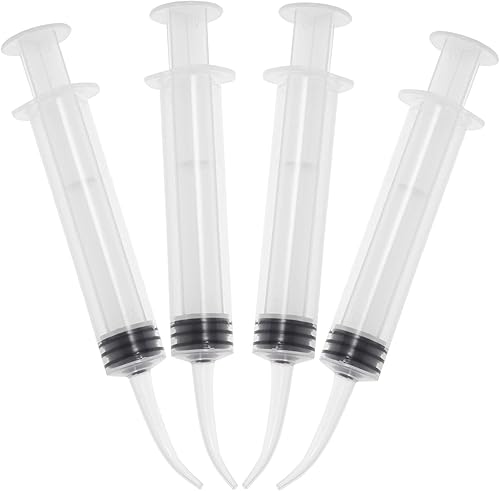 Healifty Paquete de 4 jeringas dentales, jeringas desechables de 0.4 fl oz para riego dental con punta curvada para cuidado dental oral