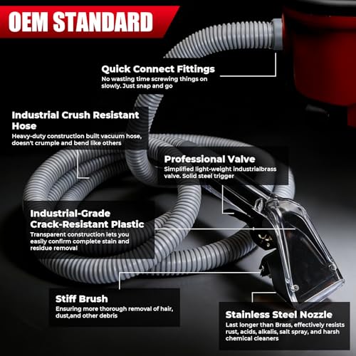 Image of OEM Standard Upholstery Tool Attachment, Better Extractor Hose Kit Compatible with Mighty Pro|Mighty Pro X3|Wide Track Carpet Cleaning Machines, Shop Vac Extractor Kit for Carpet & Upholstery Cleaning
