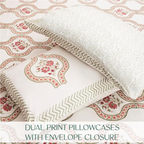 Image of Bedsheet with 2 Pillow Covers, Pink, King Size