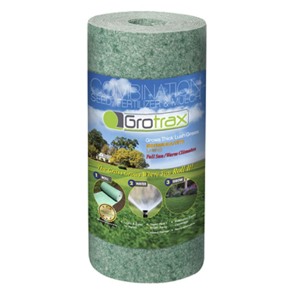 Grotrax Biodegradable Grass Seed Mat 50 SQFT Bermuda Rye Grass Seed