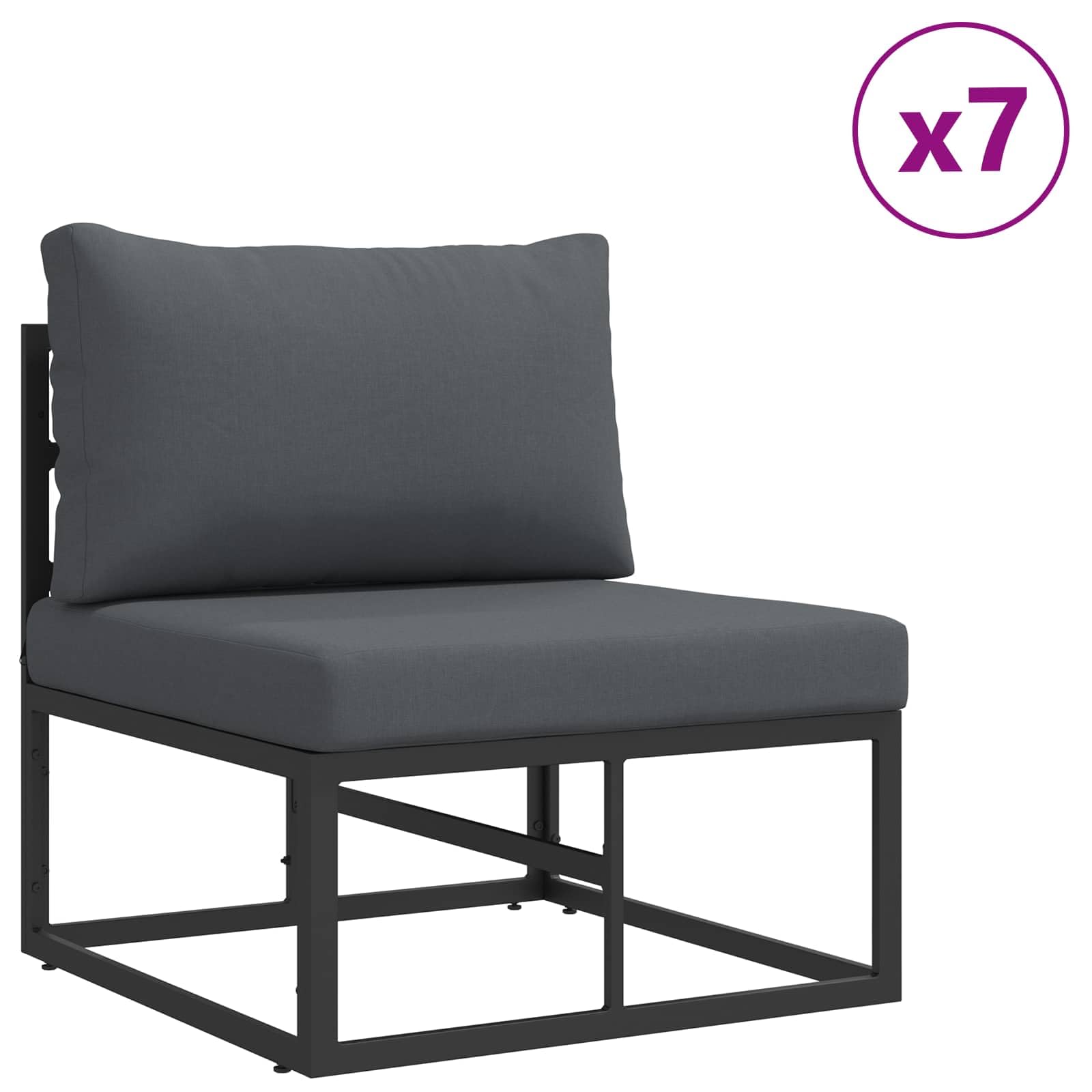 10-częściowy zestaw mebli ogrodowych z poduszką, czarne, aluminium malowane proszkowo, na taras, balkon, do ogrodu, z regulowanymi nóżkami, odporny na warunki atmosferyczne, zestaw