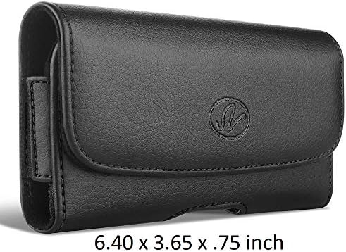 Large Size Horizontal Leather Belt Clip Case Holster for Sonim XP8 Devices - (Fits with Otterbox Defender, Commuter, LifeProof Cover On It)