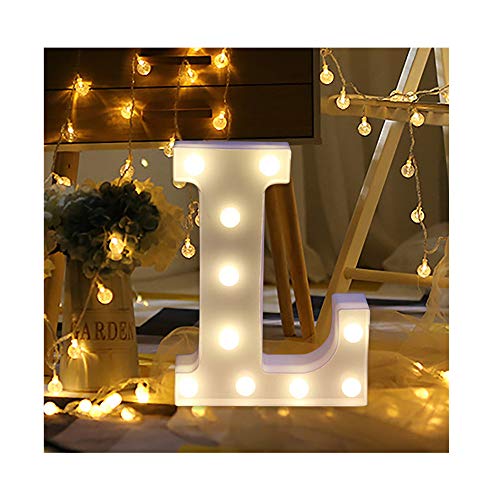 sunnymi Alphabet LED Brief Lichter leuchten weiße Kunststoff Buchstaben Stehen Hängen A bis Z & Wortkombination Home Garten Hotel Geschäft Dekor (L, 22 * 18cm*4.5cm) Cover