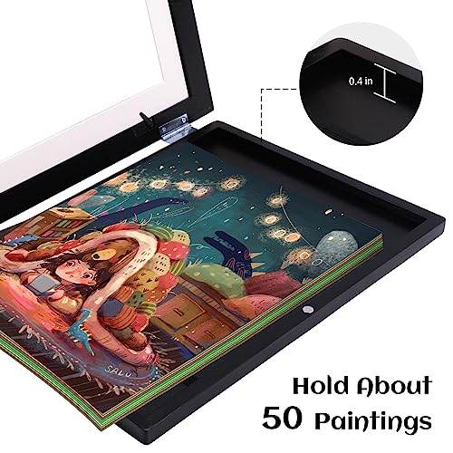 LZDMY-Marco-Dibujos-Infantiles-Marco-para-Dibujos-de-Ninos-con-Apertura-Frontal-35x26cm-Cuadros-Arte-Plegable-Portafotos-A4-Cambiar-Hasta-50-150-Hojas-Regalos-para-Ninos-2-Piezas-Negro