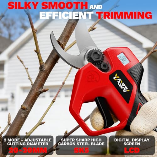 Image of Electric Pruning Shears for Milwaukee Battery, Portable Cordless Pruning Shears with LCD Display＆SK5 Blades, Adjustable Cutting Diameter 0.8-1.2 Inch for Gardening Tree Pruning(NO Battery)