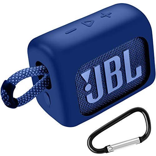 Silicone Case Compatible for JBL GO 3 GO3 Portable Bluetooth Waterproof Speaker Gel Soft Skin Cover, Waterproof Rubber Case, Travel Carry Pouch -Blue