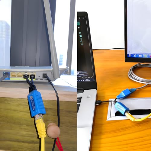 Image of 4 Pair PoE Ethernet Splitter, RJ45 Cable Sharing Kits - Waterproof | 2-in-1 Cat5e & cat6 Combiner, Ethernet Extender up to 600ft for 8 Security IP Cameras NVR Surveillance System