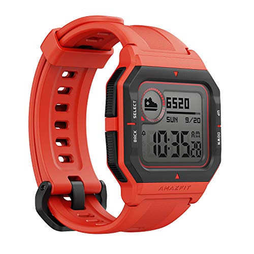 Image of Amazfit Neo Smart Watch, Retro Design, 28-Day Battery Life, Always-on Display, 5ATM Water Resistant, Lightweight, 4 Physical Buttons, Heart Rate, Sleep Monitor (Red)