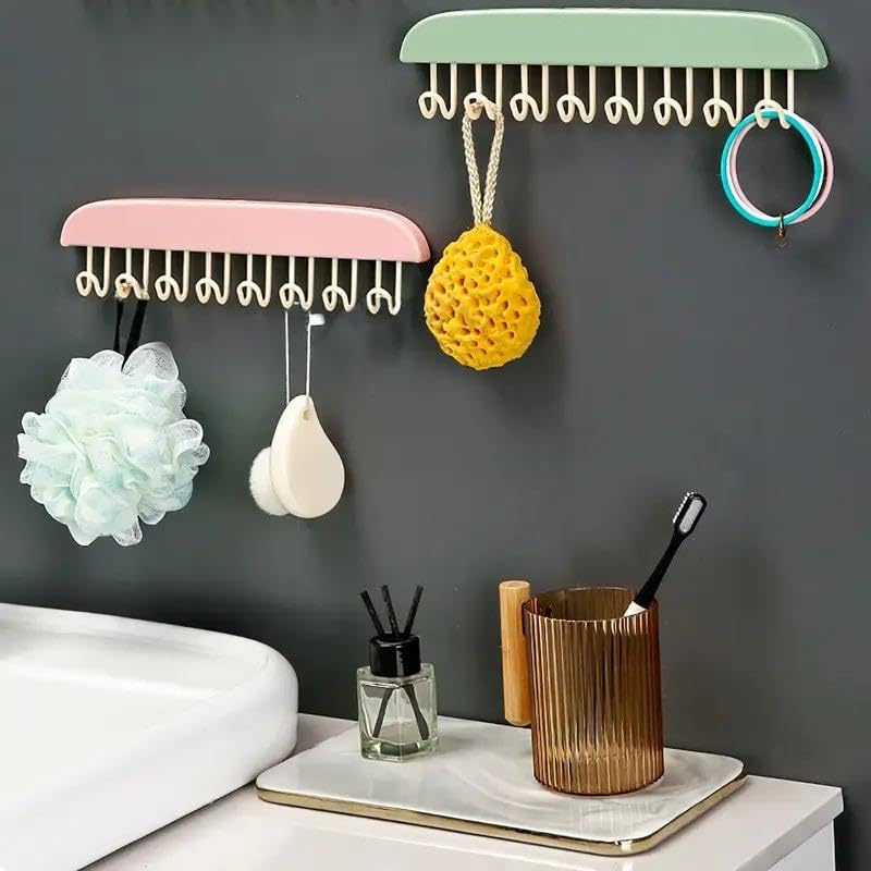1 Adet 8 Kancalı Çok Amaçlı Yapışkanlı Askı İç Çamaşırı Askısı Banyo Askısı Takı Organizer