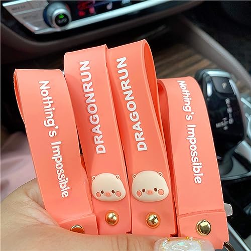 Meipel Cute Cartoon Pig Keychain, Pink Blue Couple Keychains Accessories With Silicone For Car Key Charm For Women Girls (Pink) #TOP3