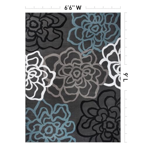 Tapete Floral Moderno Gris Oscuro 6'6" x 9' miniatura 2