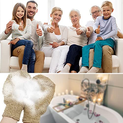 4 Pieces Bath Mitt Loofah Shower Gloves Natural Exfoliating Hemp Scrubbing Mitt Bath Sponge Shower for Women Men Scrubber Machine Washable Double Sided Available - Image 6