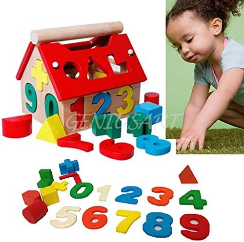 Kid Baby Educational Toy Wood House Building Intellectual Developmental Blocks