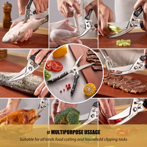 Kunifu Poultry Shears, All Purpose Heavy Duty Kitchen Scissors For Food Turkey Meat Chicken Herbs thumb #5