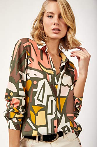 Blouses For Women Fashion 2021, Trendy Casual Button Down Shirts Tops, Xs-3Xl (Khaki Green, X-Small) #TOP4