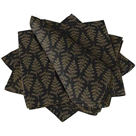 S4Sassy Black Mimosa Pudica Leaves Tea Party Table Linen Printed Washable Napkins Set 20 x 20(Pack of 4) Cover