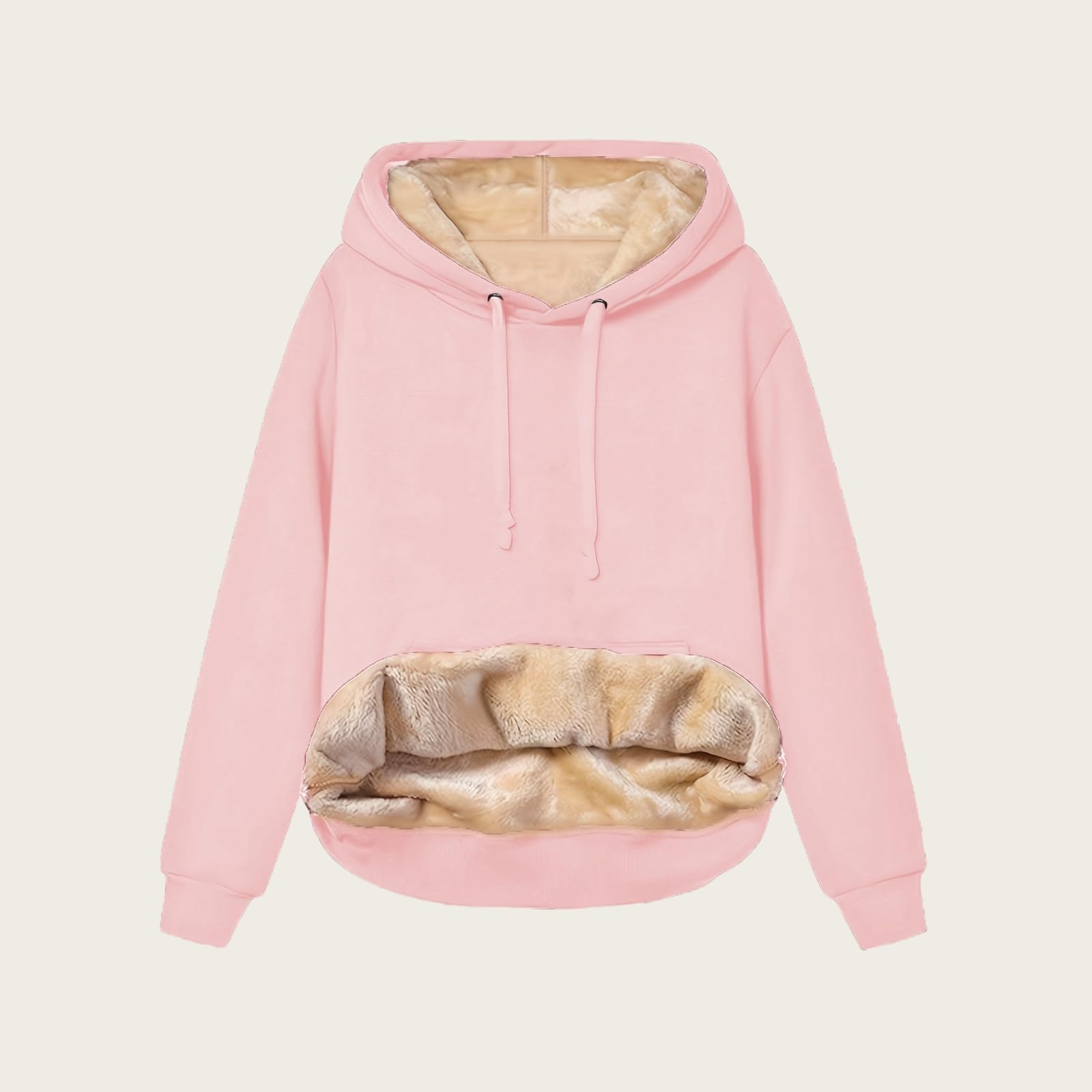 Damskie zimowe bluzy z kapturem z grubą podszewką polarową, ciepła luźna bluza z kapturem, na co dzień, sznurek, pluszowa, miękka pulower, topy z kieszenią