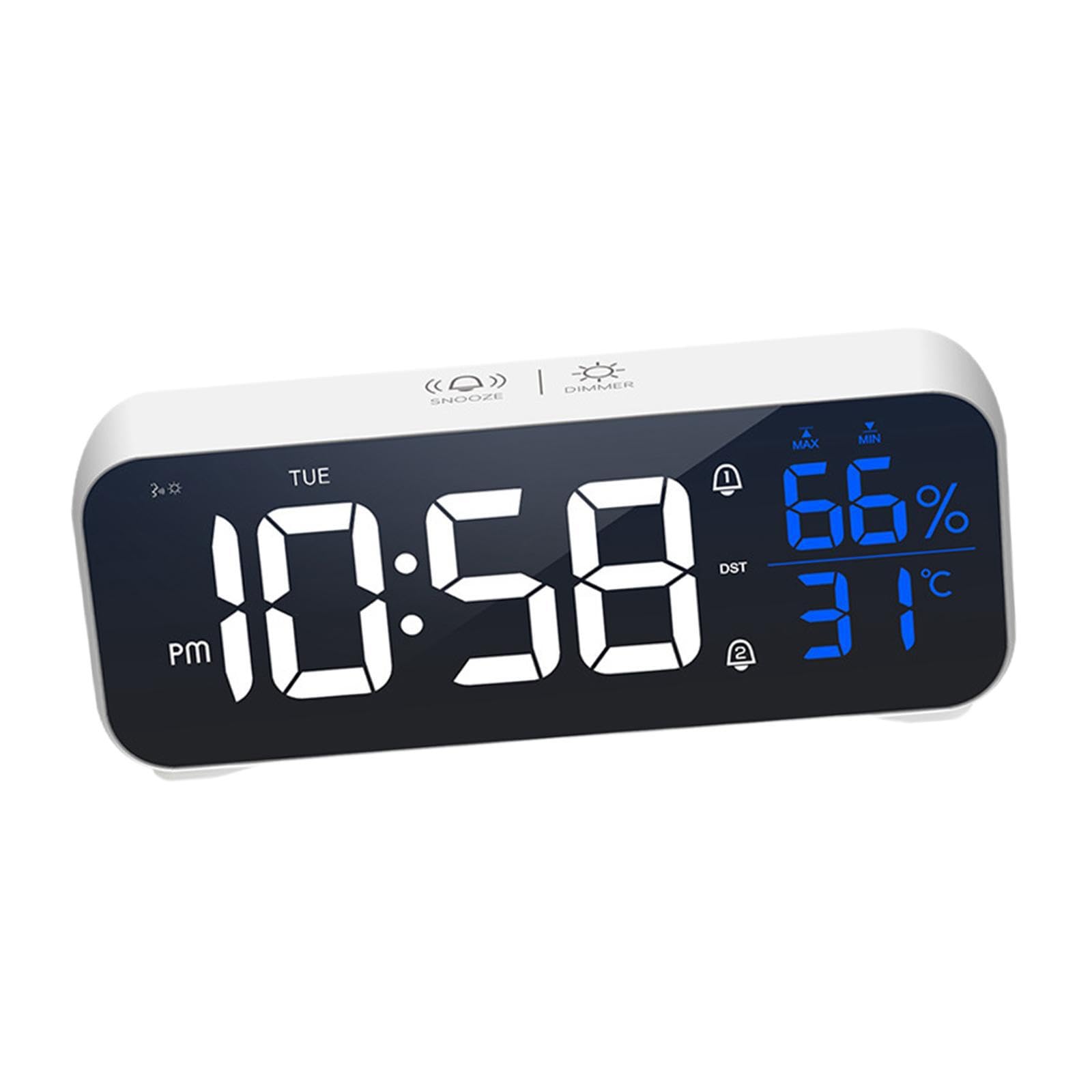 TWISAXC 3piece Music Digital Alarm Clock With Temperature Humidity Date Display Large LED Screen Snooze Function Time Week