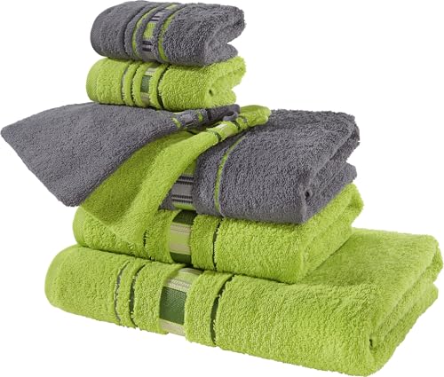 Erwin Müller Frottier Handtuch-Set, Frottier-Set - Achern - grün/grau...