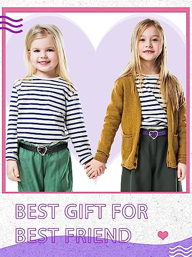Ramede 6 Pcs Girls Belt with Heart Metal Buckle Skinny Kids Leather Belts for Jeans Dress Pants(18-22 Inch,Bright Color) by Ramede - Image 6