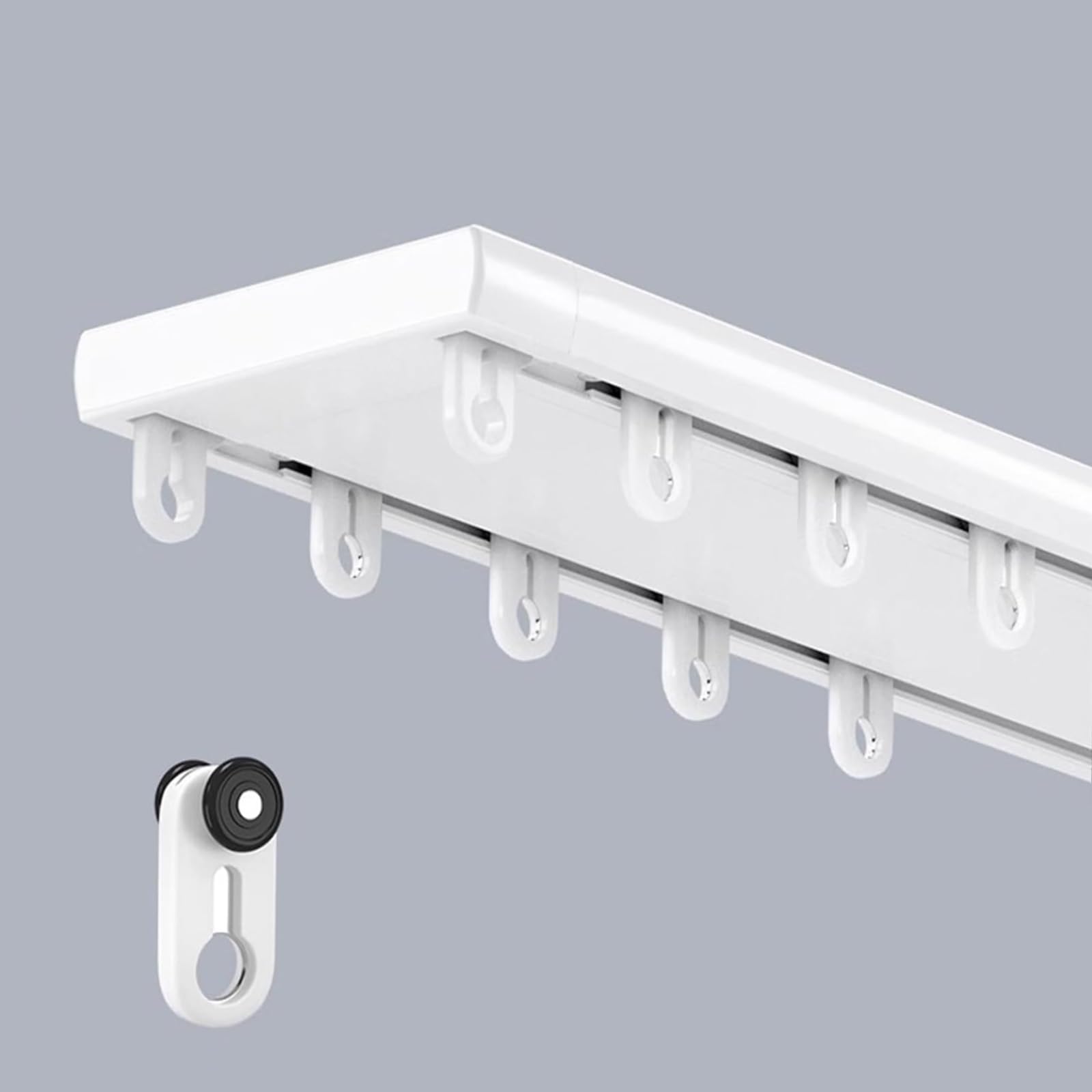 Rail à Rideaux Tringle Rideau Double Rideau Rail Plafond Aluminium 100cm 120cm 150cm Tringle à Rideaux Silencieuse à Rails à Double Rangée pour Chambre à Coucher ou Hôpital Salon(Blanc,1.7m)