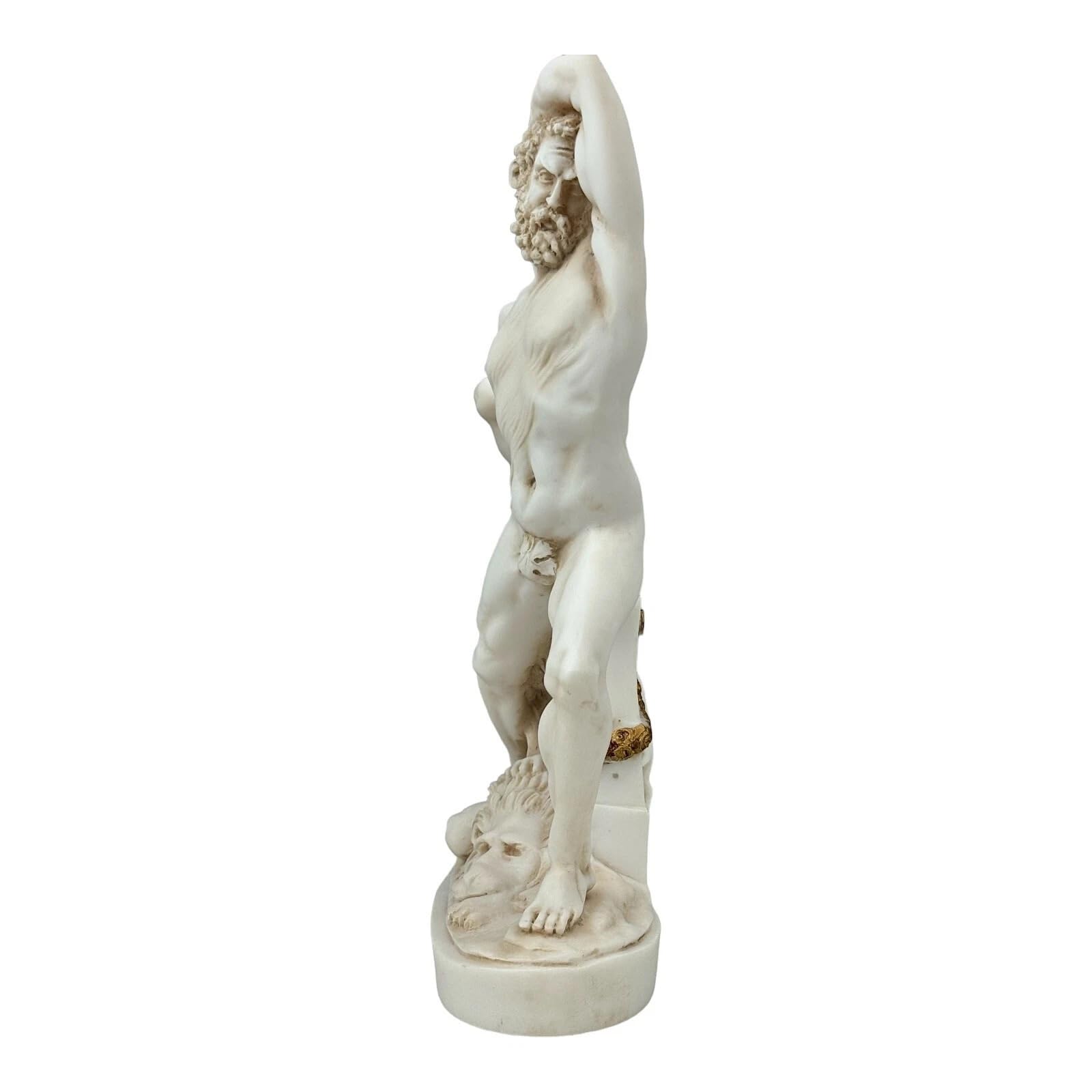 Statua della mitologia greca di Ercole che lancia lichas - Scultura in marmo fuso con finitura patina grigia, replica del museo Canova, dipinta a mano in Grecia, statuetta d'arte romana classica, 25,4