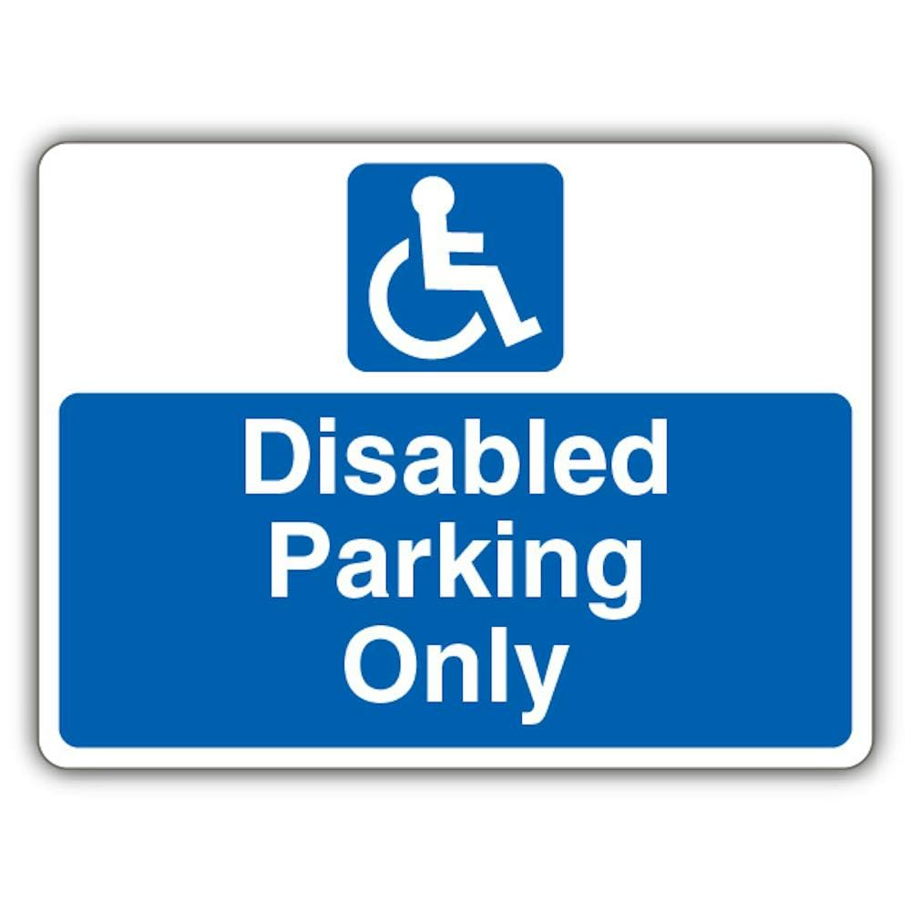 V Safety Disabled Parking Only - Landscape Safety Sign - 400 x 300 mm - RA2 Reflective 3mm Aluminium Composite