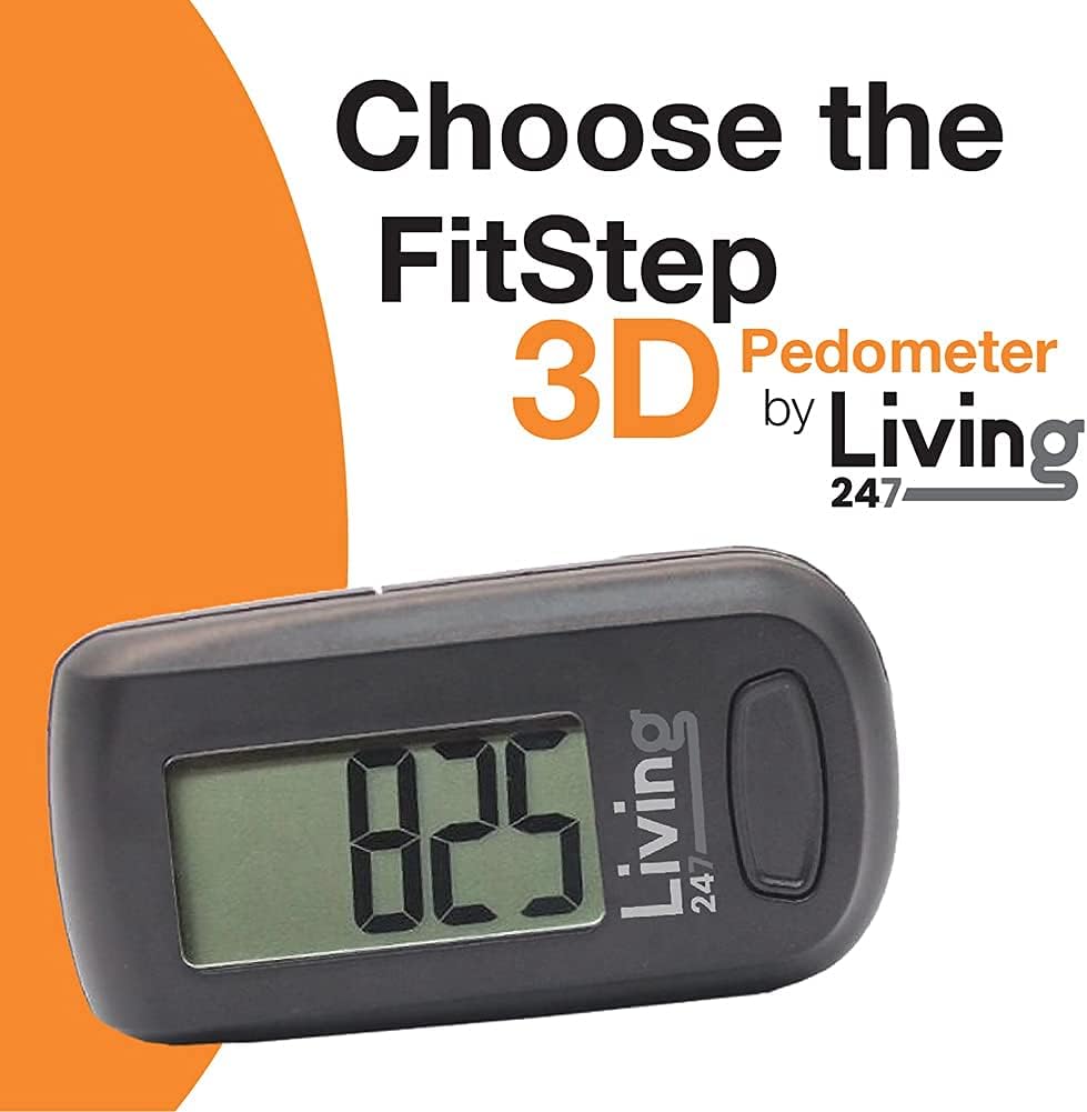 Living247 FitStep 3D Pedometer for Seniors, Easy to Use One Button Step Counter Step Tracker : Sports & Outdoors