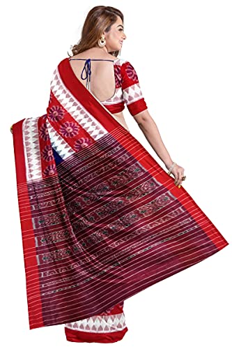 Image of Odisha Sambalpuri Handloom Ikat Women's Cotton Saree, Odisha Handloom Handmade Pure Cotton Khandua Saree, Ikkat Orissa Traditional Handloom Saree Without Blouse