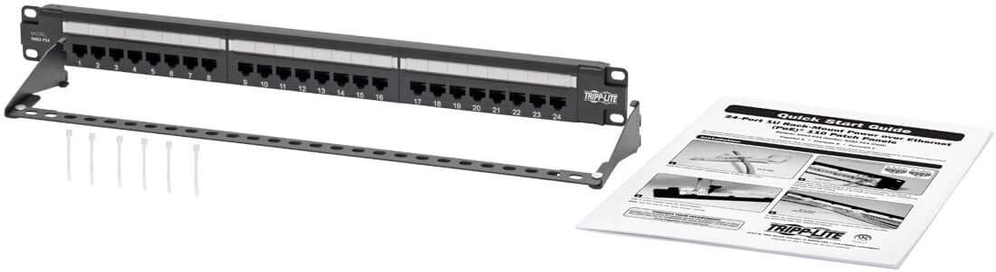 Tripp Lite Cat5 / Cat5e PoE+ Compliant Patch Panel 24-Port 110/Krone 568A/B RJ45 1URM Rackmount TAA (N052-P24)
