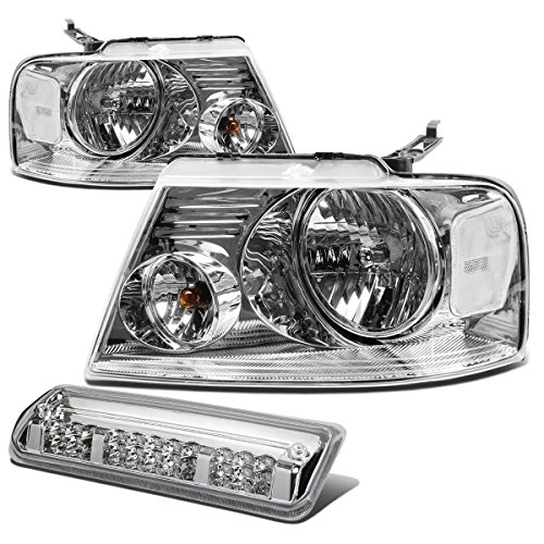 Compatible with Ford F150 Pair of Chrome Housing Clear Corner Headlight+LED 3rd Brake Light
