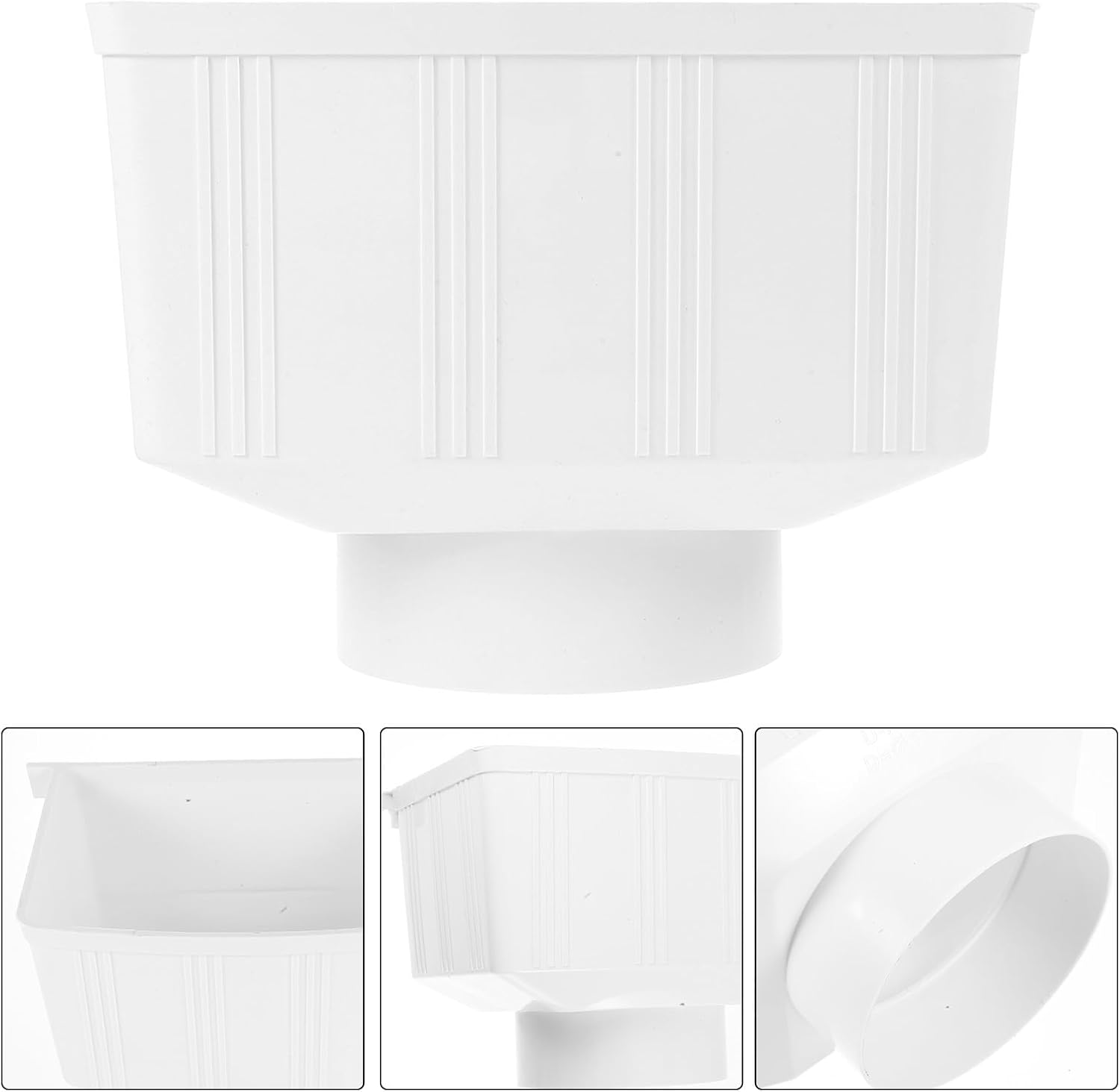 Didiseaon PVC Rectangular Downspout for Rainwater Collection, Effective Drainage and Easy Installation, White Square Rain Gutter Accessory for Residential Homes and Sheds Water Harvesting