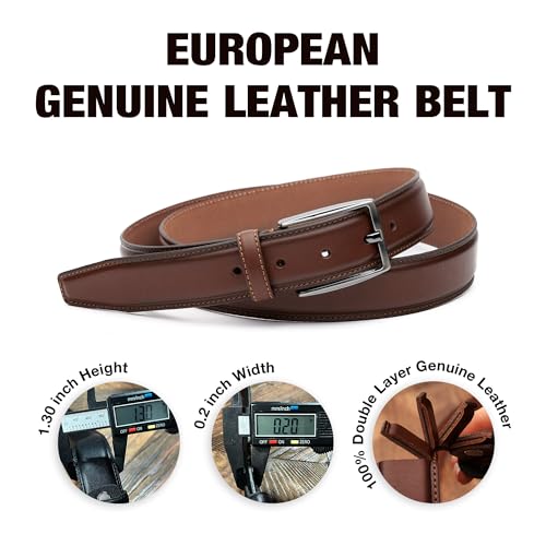 Awesometik Dress Belt Classic 100% European Full Grain Real Leather, Everyday Mens Belt Leather For Work Business, Wedding.3
