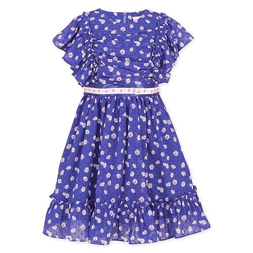Image of Cutecumber Girls Georgette Floral Printed Fit & Flared Red Frock Dress For Baby Girls & Kidsware, Stylish Gift Dress for Special Occassion, Birthday & Party Outfit Age 1-15 Years