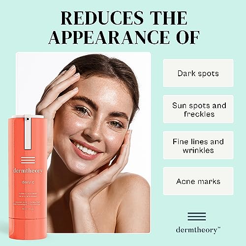 Dermtheory Daily C Hydrating Vitamin C Serum, Face Serum With 15% Ascorbic Acid Vitamin C, Ferulic Acid And Hyaluronic Acid For Radiant Skin, Vitamin C Face Serum For Dark Spots, 1 Fl Oz (30 Ml) #TOP4