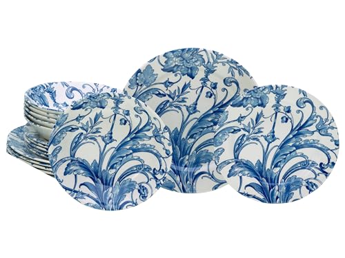 Service de vaisselle 18 pièces CreaTable Venecia Bleu, assiettes en grès