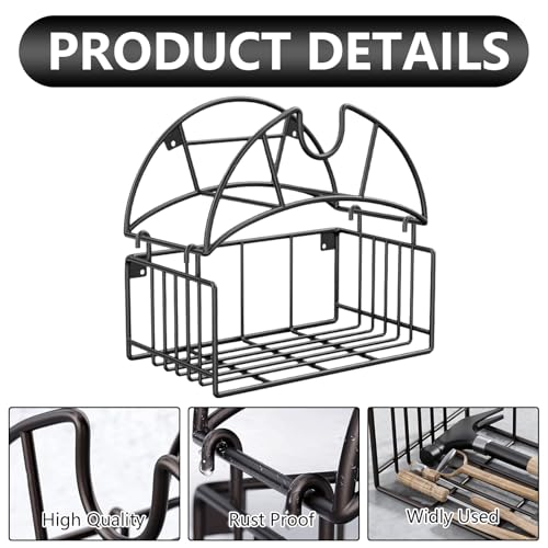 Support tuyau arrosage mural robuste avec panier rangement outils de jardin
