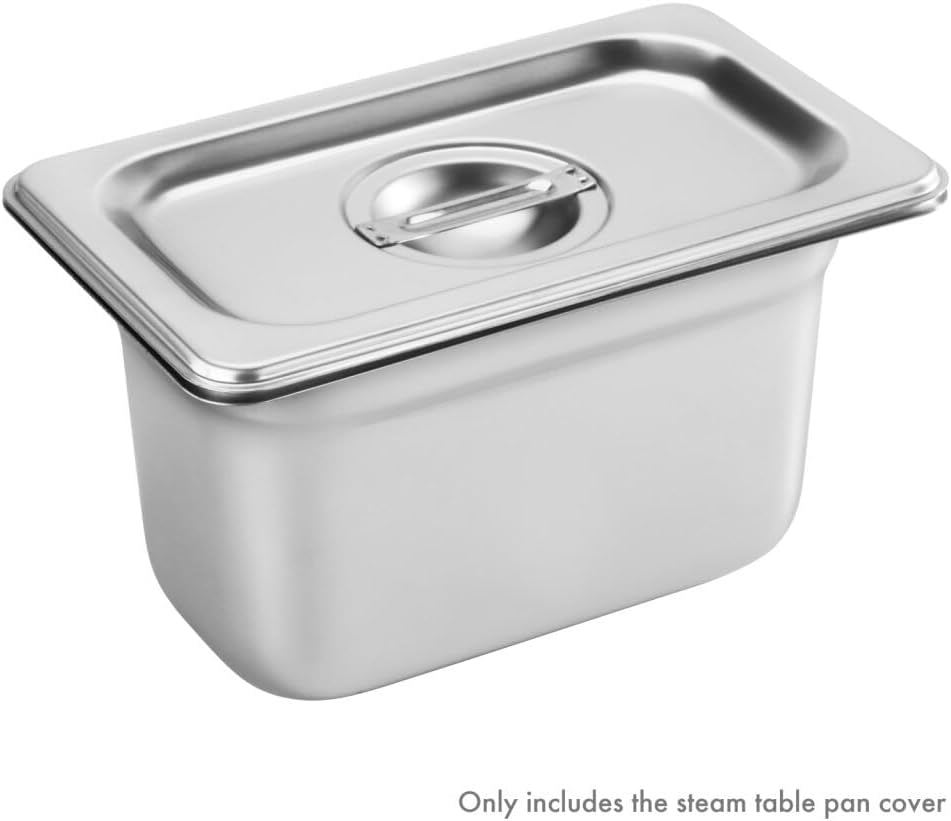 New Star Foodservice 1/9 Size Steam Table Pan Cover, Solid, 18/8 Stainless Steel, 24-Gauge