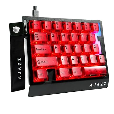 A.JAZZ AK029 przewodowa Klawiatura gamingowa,29 klawiszy jedną ręką,8KHz Polling Rate,0,01mm Szybki spust,Przełączniki magnetyczne hotswap,aluminiowa płyta pozycjonująca,web driver-Czerwony