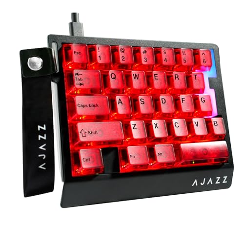 A.JAZZ AK029 przewodowa Klawiatura gamingowa,29 klawiszy jedną ręką,8KHz Polling Rate,0,01mm Szybki spust,Przełączniki magnetyczne hotswap,aluminiowa płyta pozycjonująca,web driver-Czerwony
