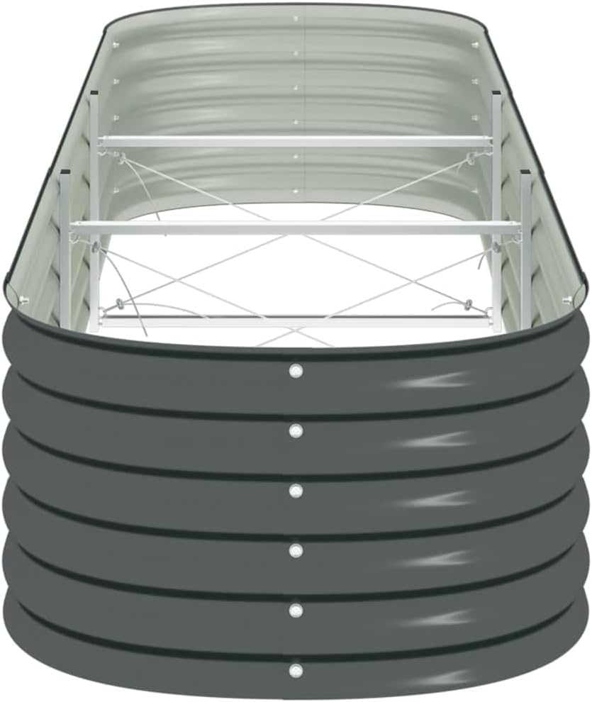 vidaXL Garden Raised Bed Galvanised Steel, Oval Garden Planter for Flowers and Planters, Bottomless Raised Flower Bed, Weather-Resistant, Grey,126"x31.5"x17.3"