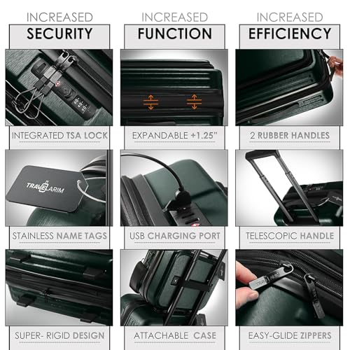 Image of Hard Shell Luggage Sets with Spinner Wheels 4 Piece, Expandable Large Suitcases with TSA Lock, Travel Large Suitcase Set, Green Luggage Set