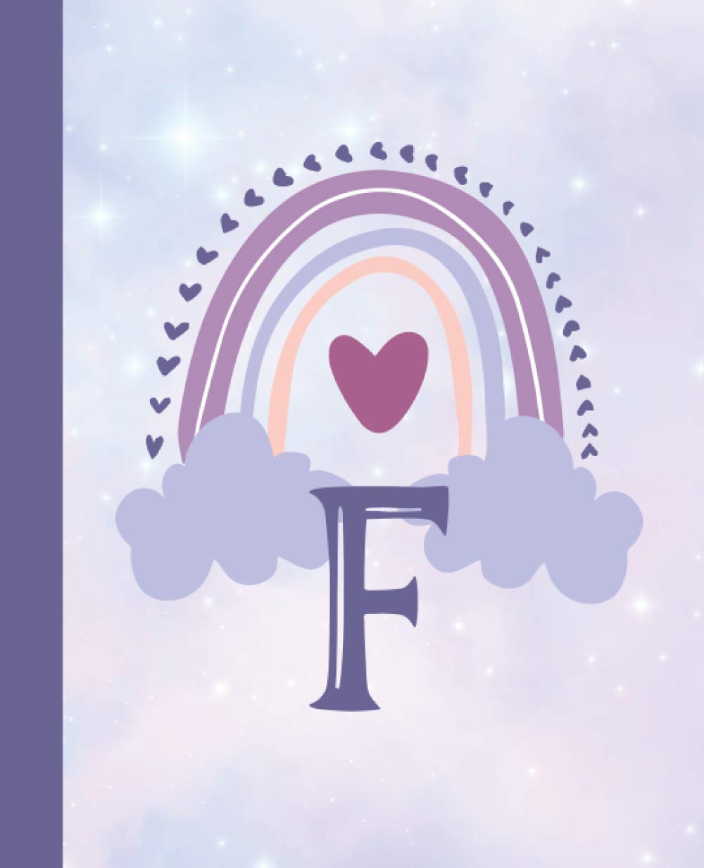 Rainbow Monogram notebook letter F name: Initial F draw and write primary journal