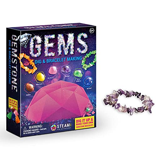 YINLANG Jouets éducatifs pour Enfants Kit de fouille de Pierres précieuses creusant archéologique Bracelet de Pierres précieuses minérales Naturelles Bricolage Fille Jouet Science et Jouets éducatifs Cover