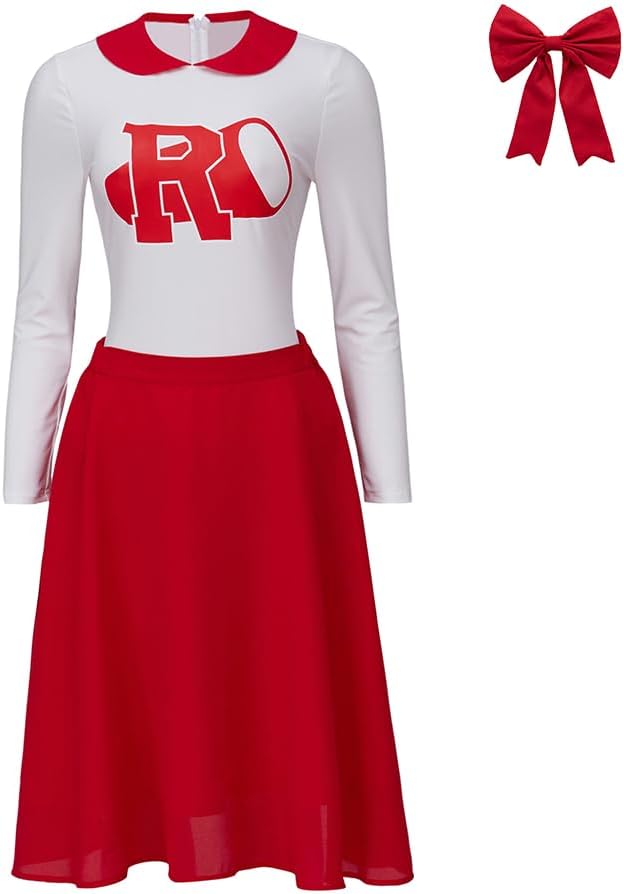 RocailleCos Rise Pink Cosplay Costume Dress Rydell High Cheerleading Outfit Halloween Suit for Women