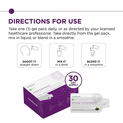 Healthycell Immune Super Boost, Immunity Booster Liquid Gel Supplement For Strong Defense With Immune Support Nutrients Vitamin C, D, Zinc, Elderberry, Echinacea, Beta Glucan, Microgel (30 Gel Packs) #TOP3