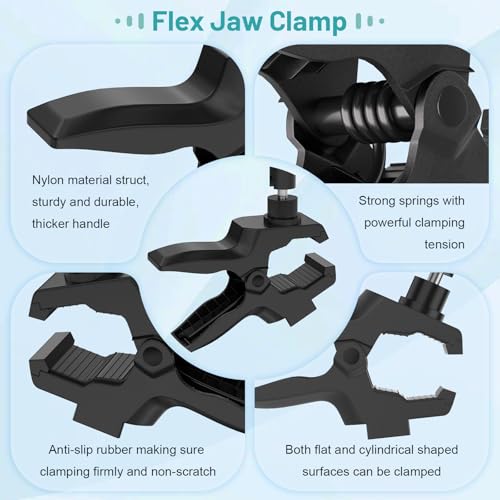 Phone Holder Jaw Flex Clamp Clip Mount,360°Adjustable Aluminium Alloy Arm Mount,Cellphone Clip Stand for Desk/Table/Post/Board,Compatible with 3.5~7.5