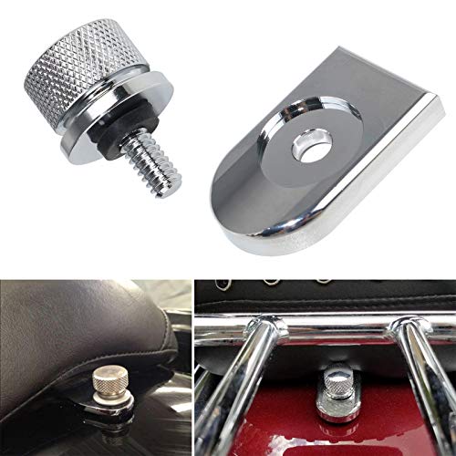 Buyinhouse Motorcycle Seat Bolt Tab Screw Mount Knob Cover For Harley Fatboy Road King Softail 1996-2021, Chrome #TOP3