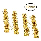 SRENTA 5.5' Gold Metallic Wrapped Balloon Weights for Birthday Party Decoration, Pack of 12